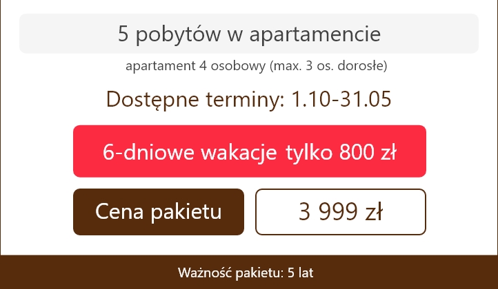 Brązowy pakiet — apartament