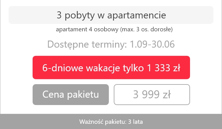 Srebrny pakiet — apartament